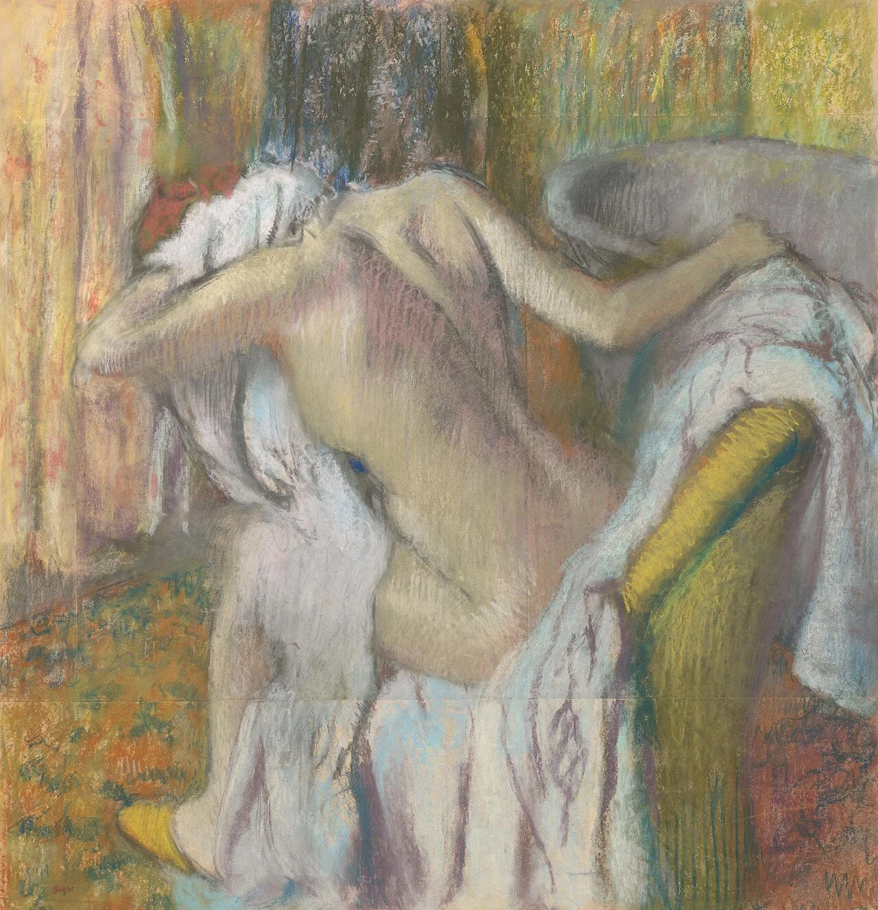 After the Bath, Woman Drying Herself by Edgar Degas 1890