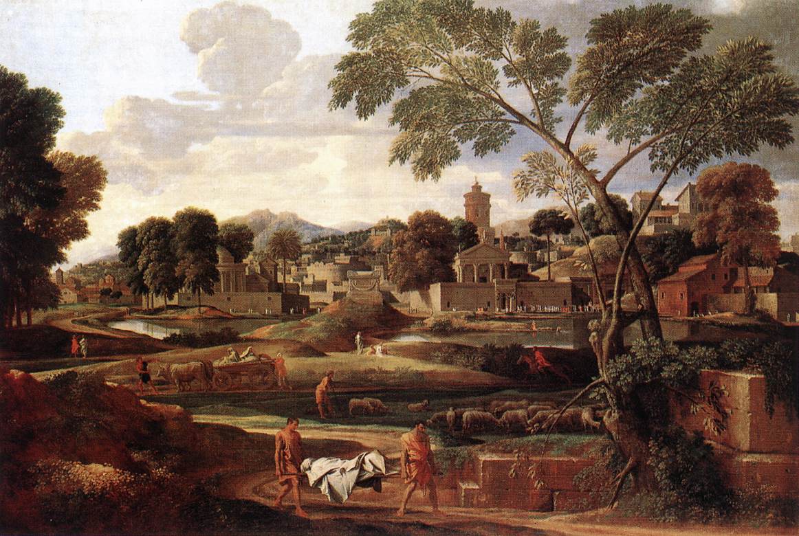 Paisaje con el funeral de Foción by Nicolas Poussin