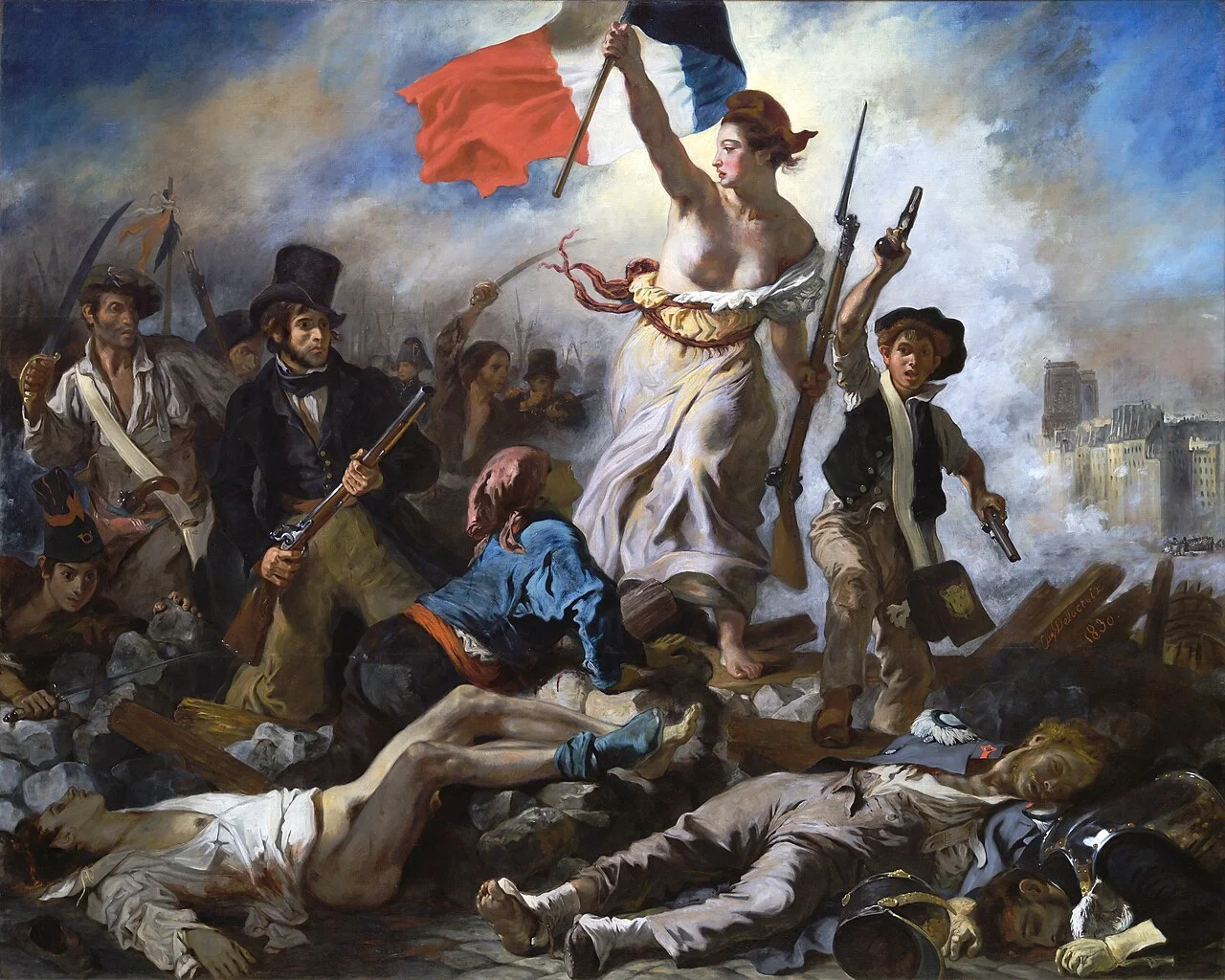 La Libertad guiando al pueblo by Eugène Delacroix 1830