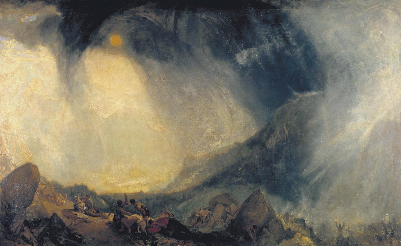Tormenta de nieve: Aníbal y su ejército cruzando los Alpes by J. M. W. Turner