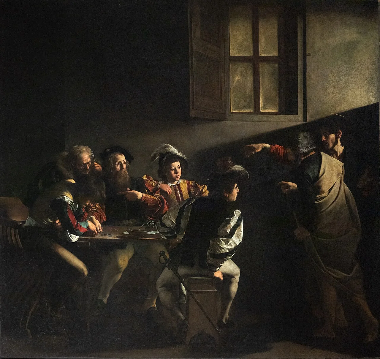 The Calling of Saint Matthew by Caravaggio 1599